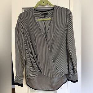 Rag & Bone Victor Blouse Womens S White Black Stripe High-Low Silk NWT Old Money